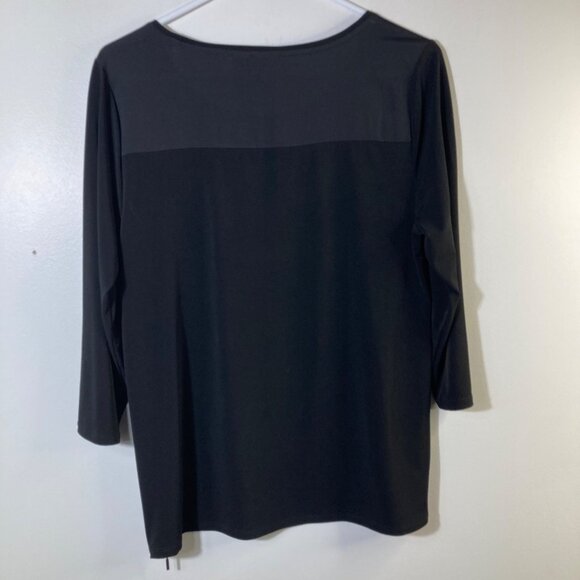 Womens Chicos Side Zippers Round Neck Top Black M Polyester Spandex - Picture 2 of 9